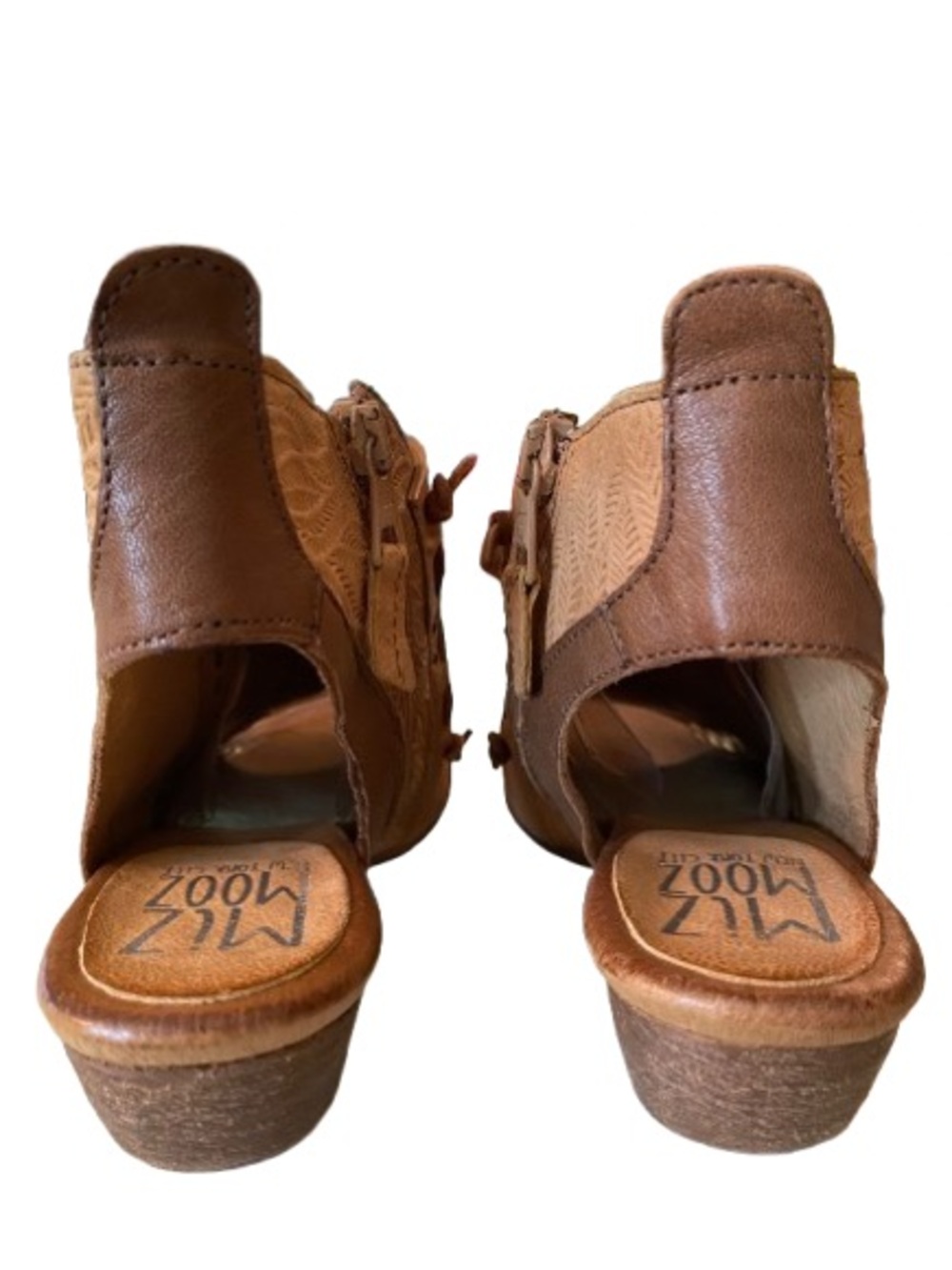 Miz Mooz Women’s Celia Tan Leather Peep Toe Bootie Size 7.5 - 8 Boho Sandal - Picture 6 of 13